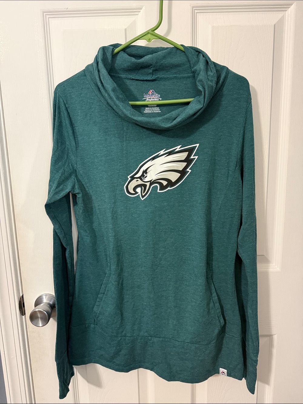 Majestic Teal Philadelphia Eagles Cowl Neck Hoodie
